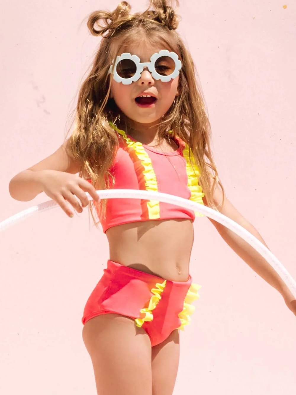 Five Dancewear Coral & Yellow Ruffle Two-Piece 3T